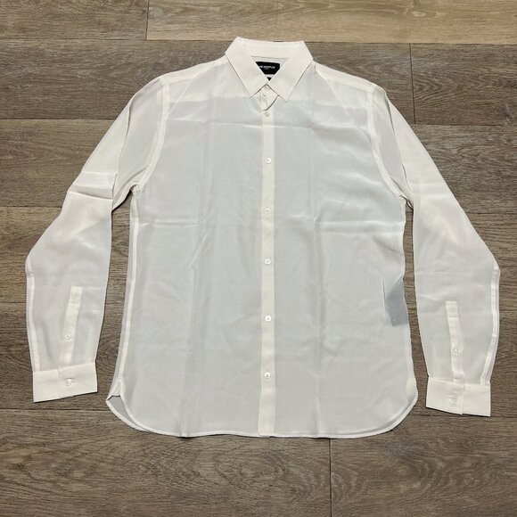 The Kooples white button down Silk Shirt NWOT Slim Long Sleeve Size Large - Picture 1 of 13